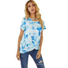 2020 Hot Casual Apparel Sport Women Yoga Shirts Cotton Short Sleeve Tie Die T-Shirts